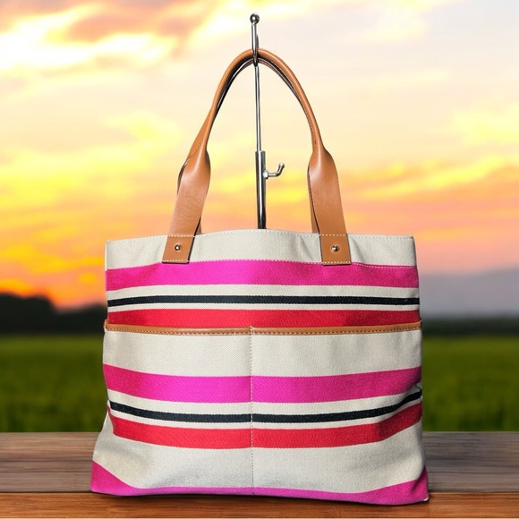 Kate Spade Oak Island Canvas Tote With Leather A66 - Picture 3 of 10